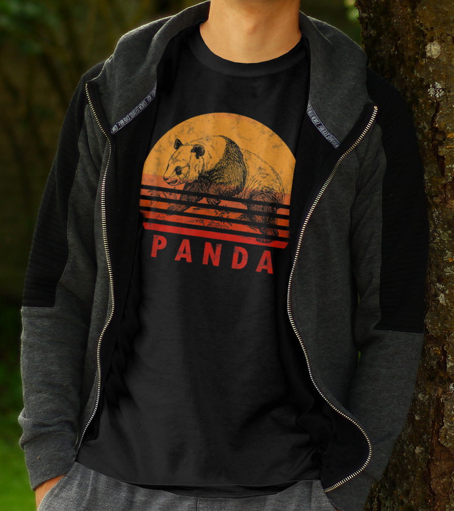 Vintage Panda Bear Sunset Illustration Panda Lover T-Shirt