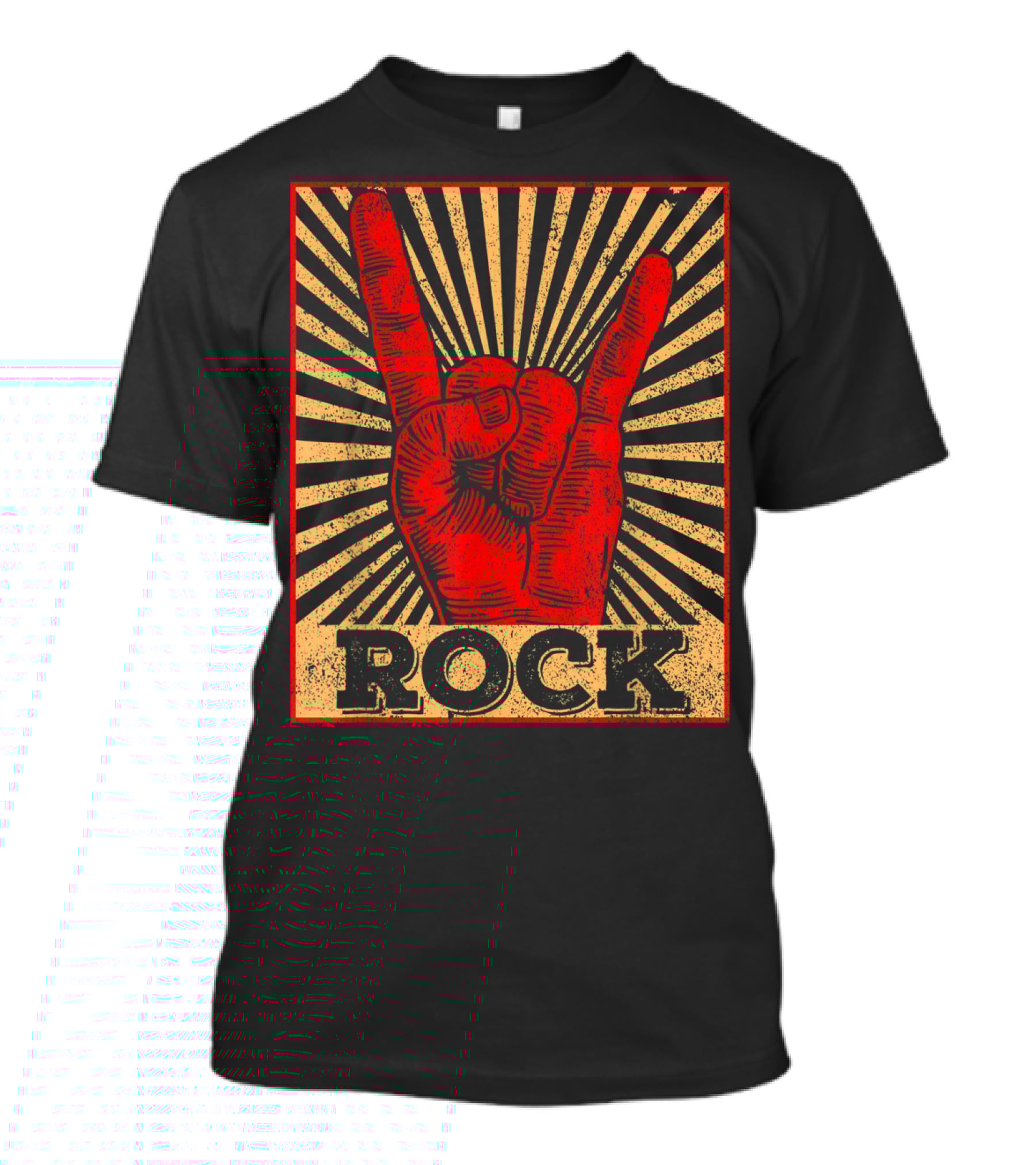 Vintage Rock N Roll Concert Band Hand Gesture Icon With Rock Text T-Shirt