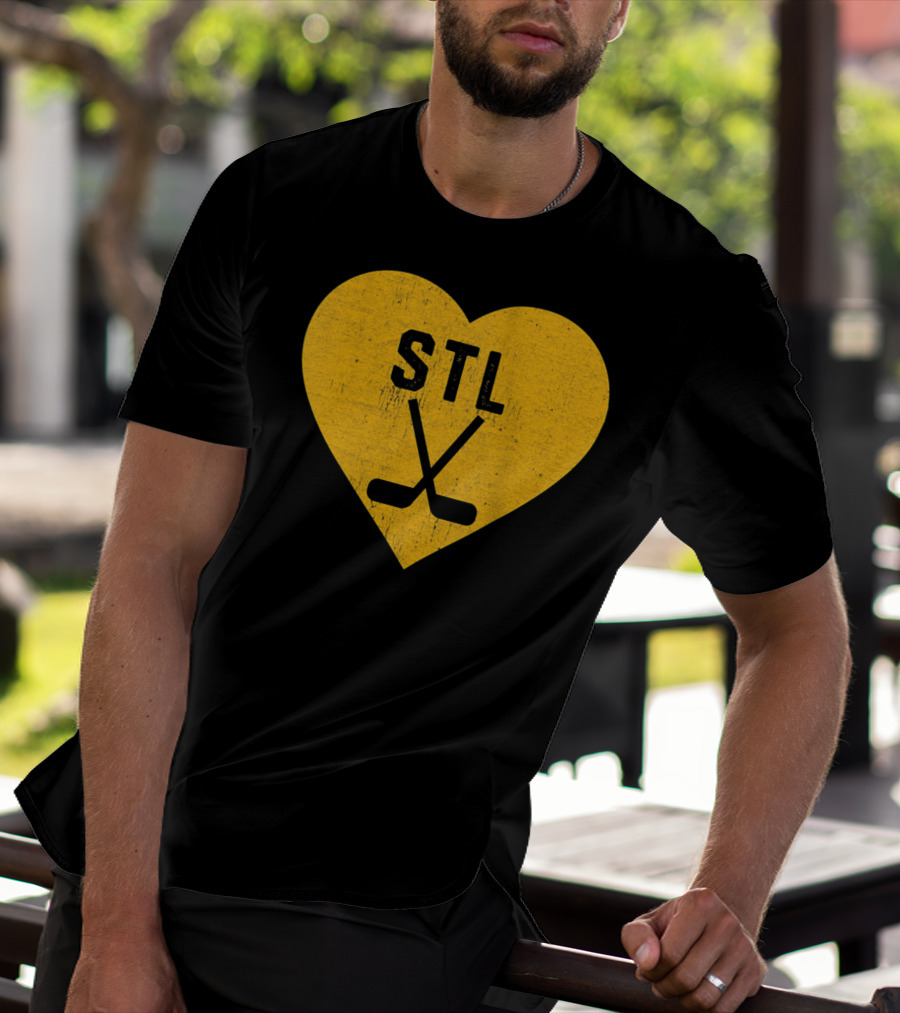 STL Heart With Hockey Sticks St Louis Hockey T-Shirt