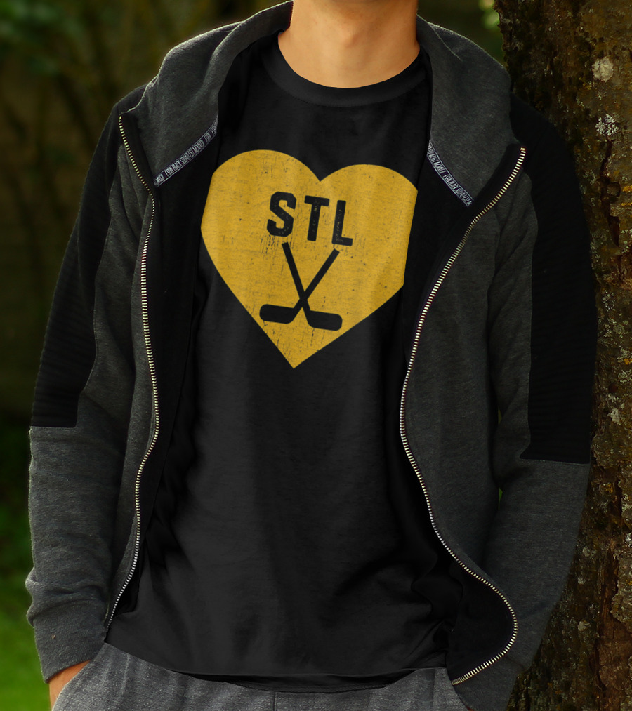 STL Heart With Hockey Sticks St Louis Hockey T-Shirt
