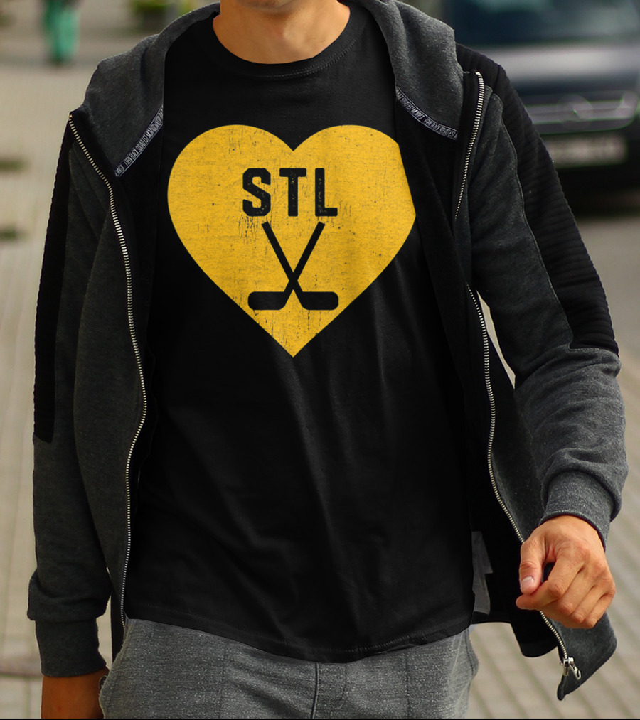 STL Heart With Hockey Sticks St Louis Hockey T-Shirt
