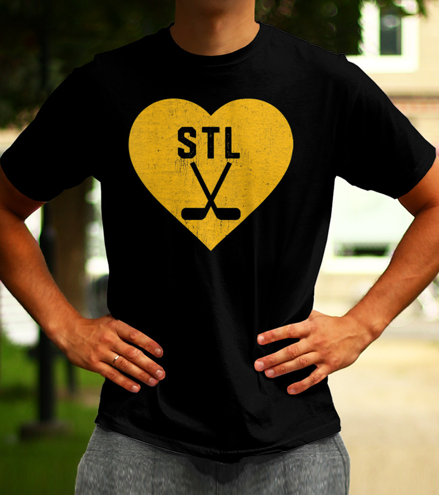 STL Heart With Hockey Sticks St Louis Hockey T-Shirt