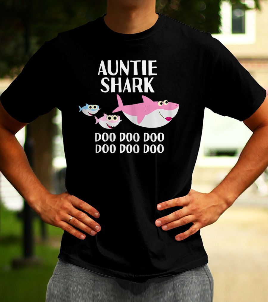 Auntie Shark Doo Doo Mother's Day Catchy Family Fun T-Shirt