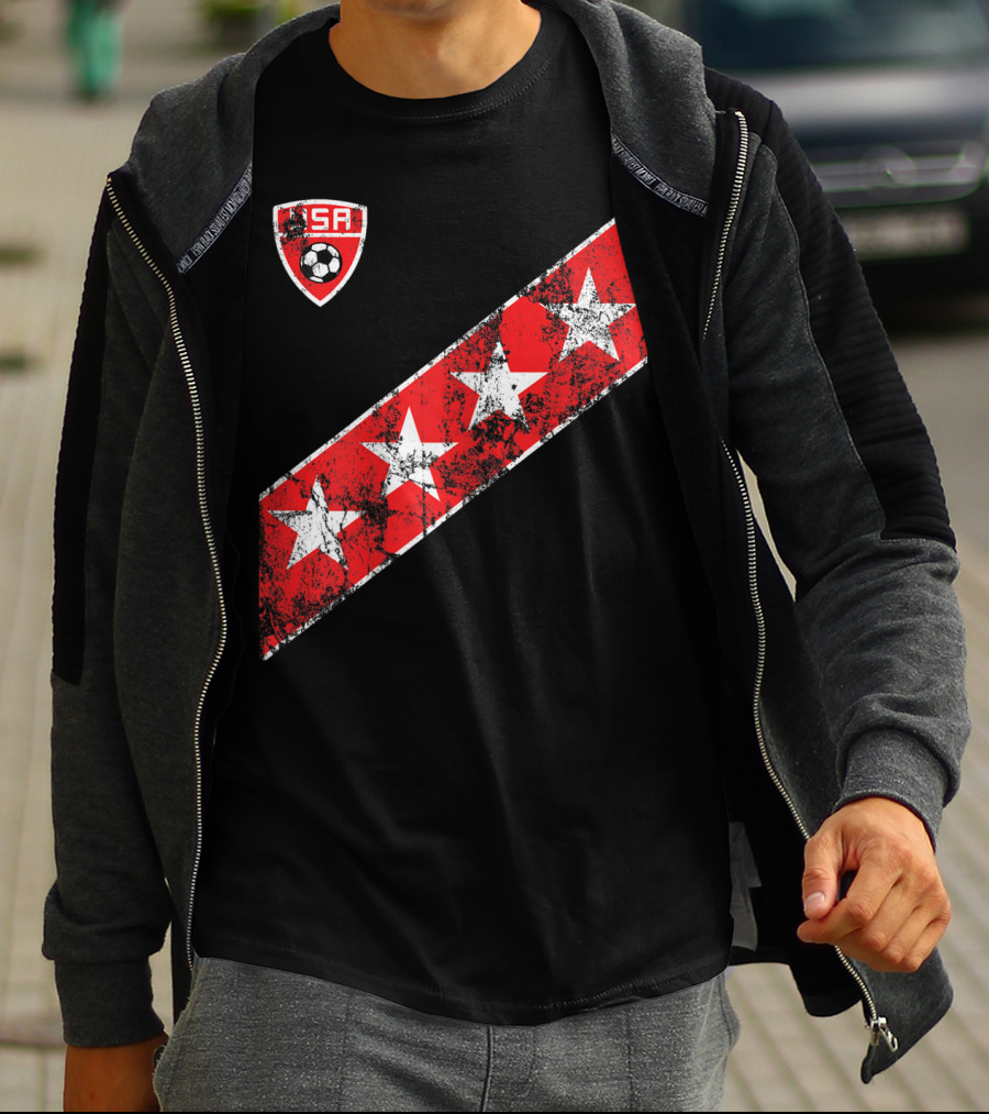 USA Soccer Stars Emblem With Red And White Stripes T-Shirt