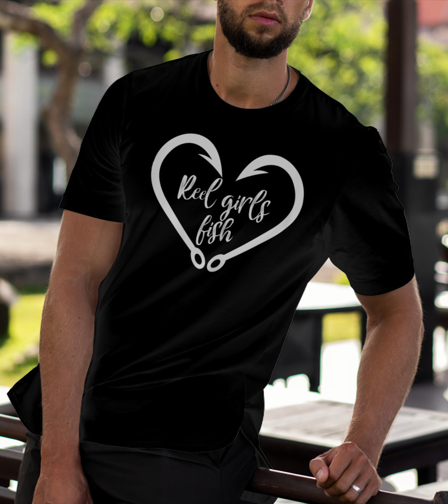 Reel Girls Fish Heart Fishing Lovers T-Shirt