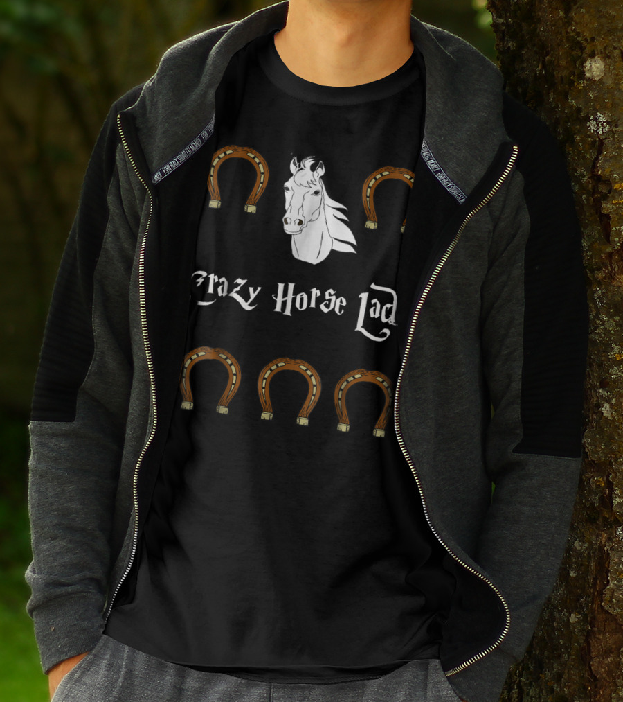 Crazy Horse Lady With Horseshoes And Horse Head T-Shirt