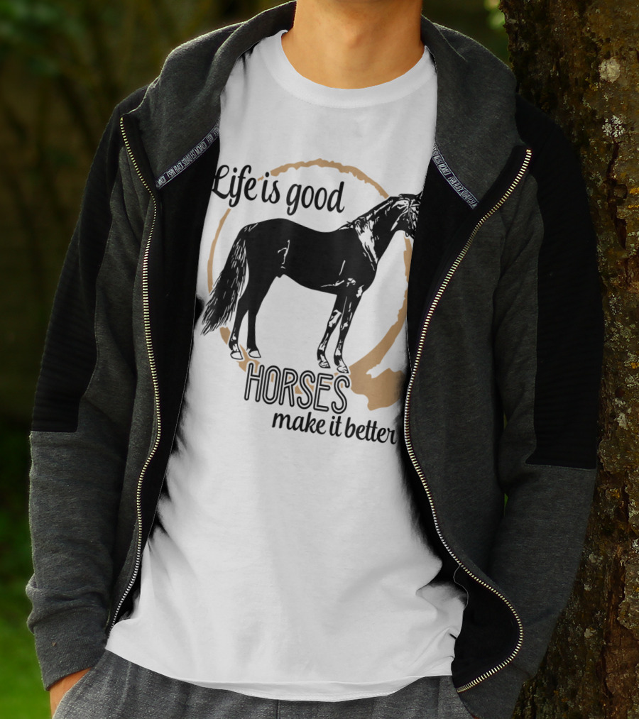 Life Is Good Horses Make It Better Equestrian Farm Country T-Shirt