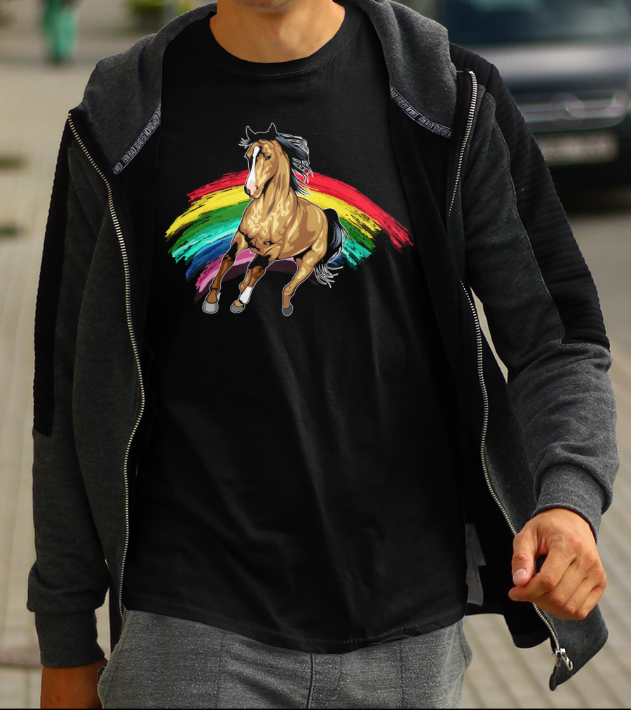 Cute Horse With Vibrant Rainbow For Horse Lovers T-Shirt