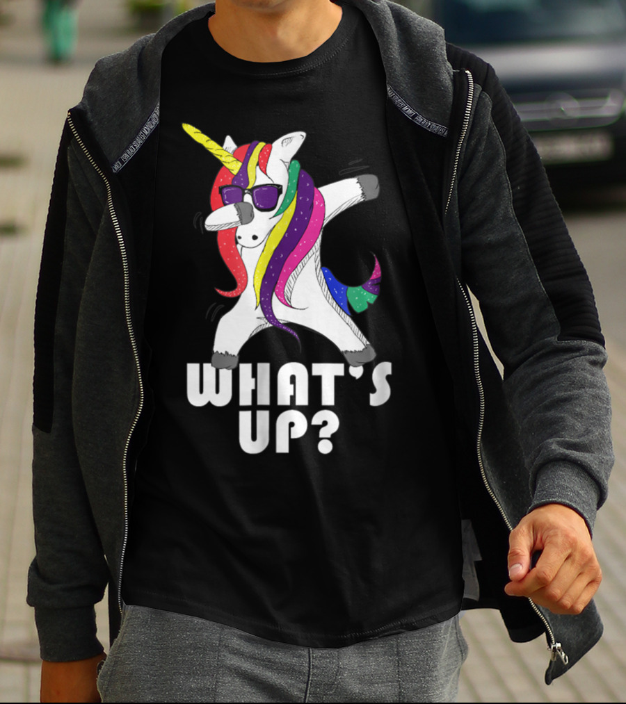 Dabbing Unicorn Rainbow Horse What's Up? T-Shirt