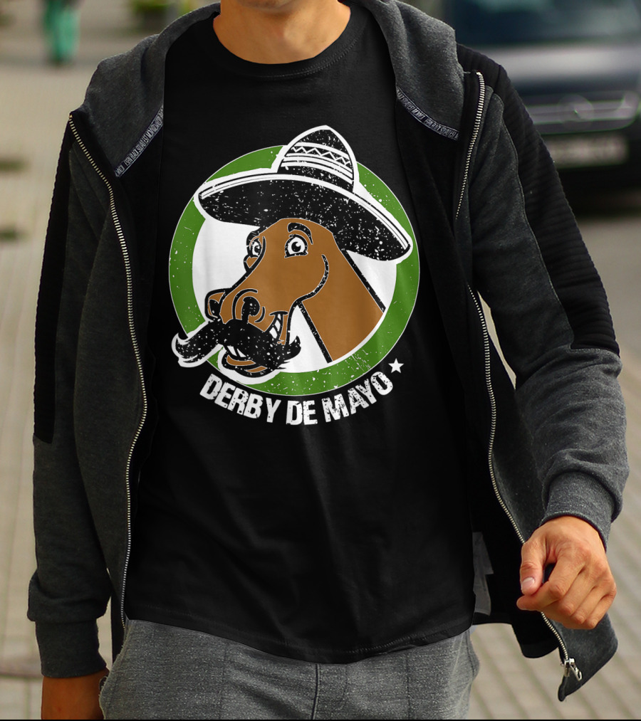 Derby De Mayo Cinco De Mayo Mustached Horse In Sombrero T-Shirt