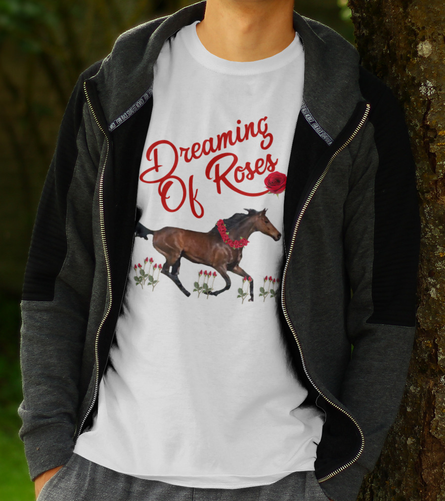 Dreaming Of Roses Horse With Red Floral Accents T-Shirt