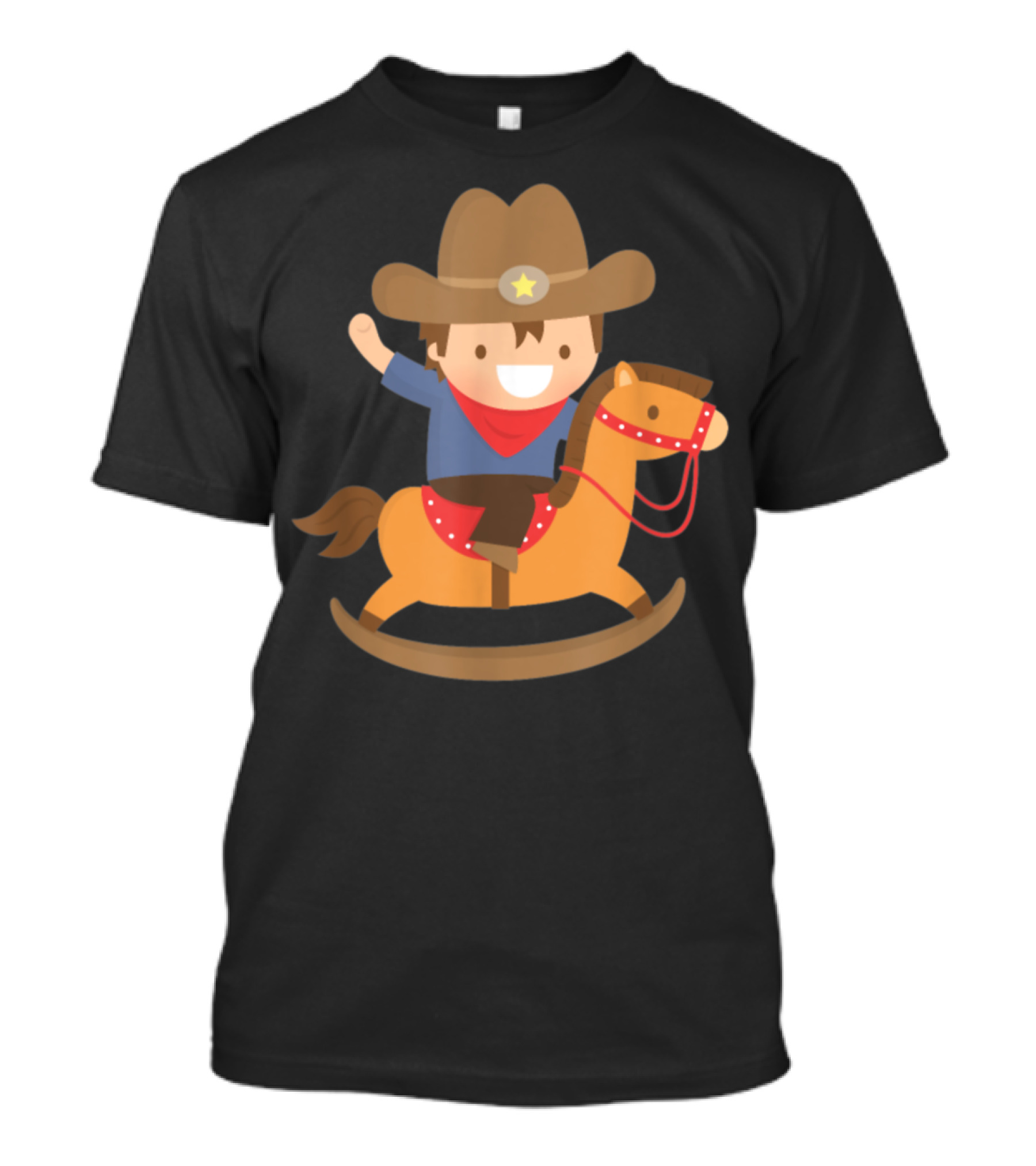 Cute Cowboy Riding Rocking Horse With Hat And Star T-Shirt