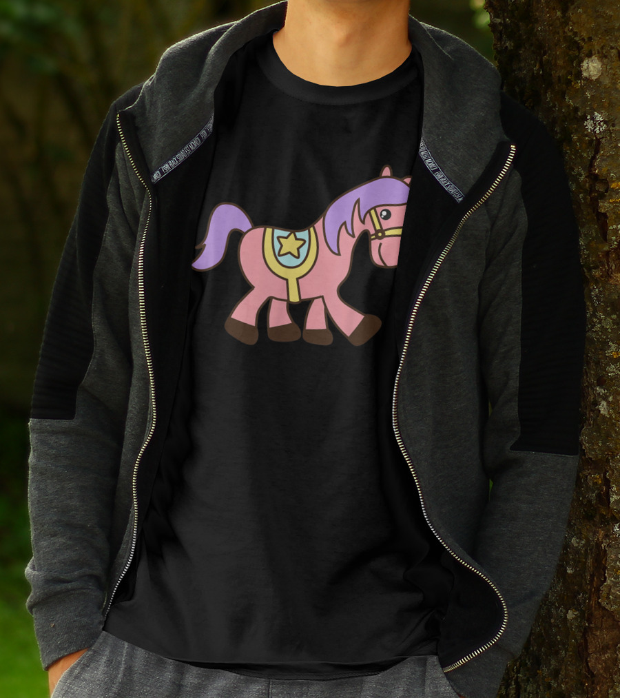 Happy Pink Pony With Purple Mane And Star Saddle T-Shirt