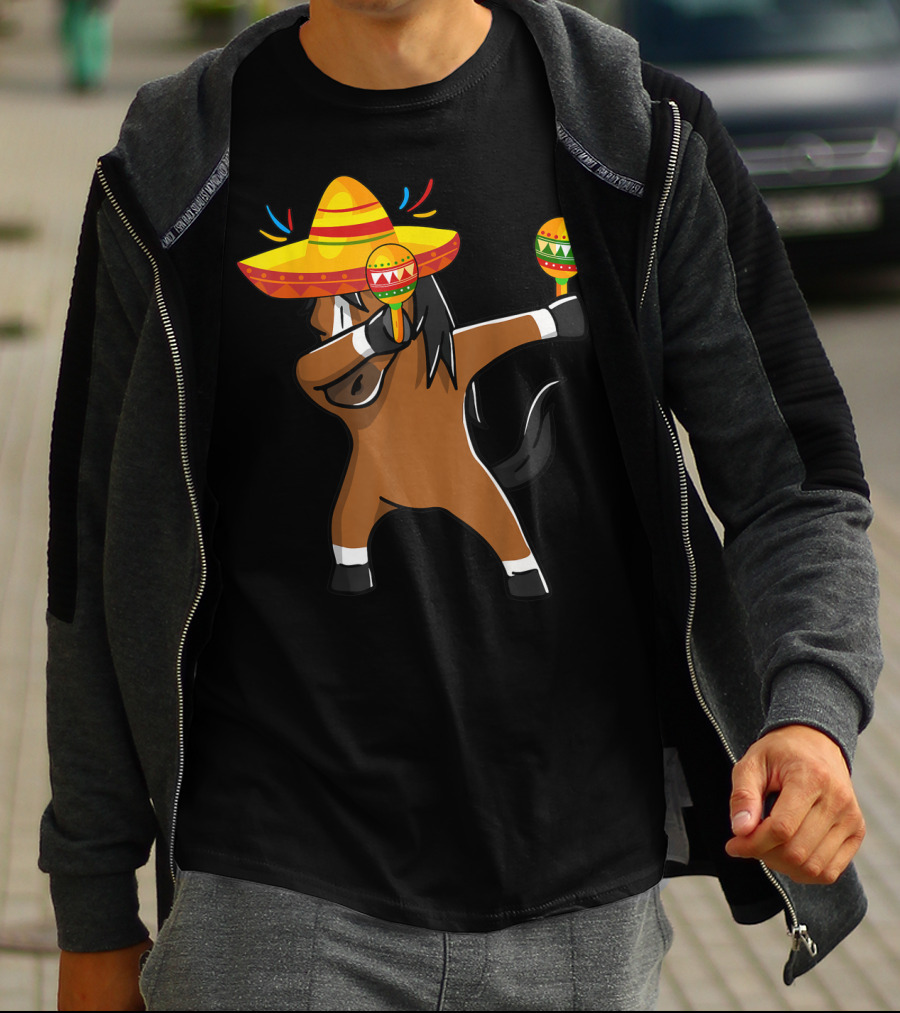 Dabbing Horse Sombrero Maracas Mexican Cinco T-Shirt