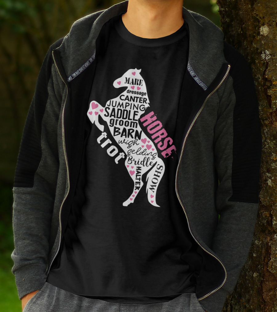 Dancing Horse Riding Girls Equestrian Mare Dressage Canter Jumping Saddle Barn Horse Show T-Shirt