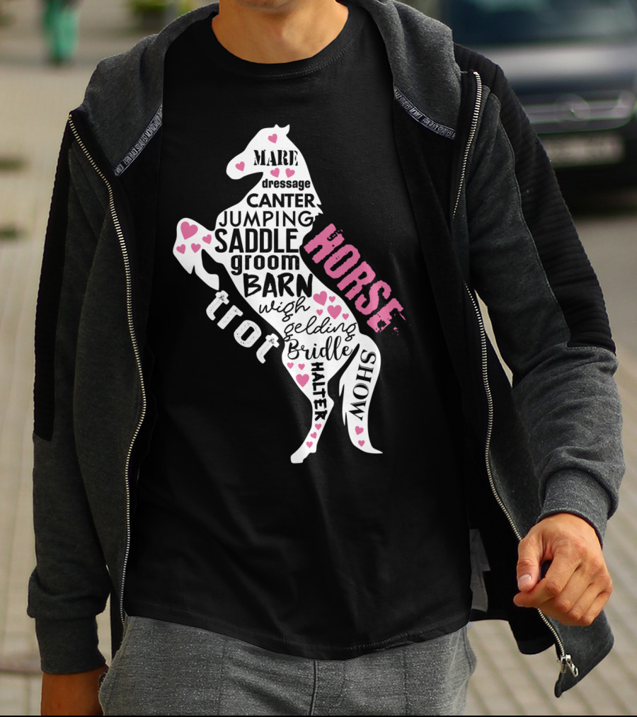 Dancing Horse Riding Girls Equestrian Mare Dressage Canter Jumping Saddle Barn Horse Show T-Shirt