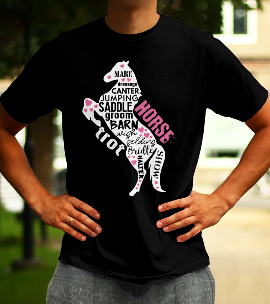 Dancing Horse Riding Girls Equestrian Mare Dressage Canter Jumping Saddle Barn Horse Show T-Shirt