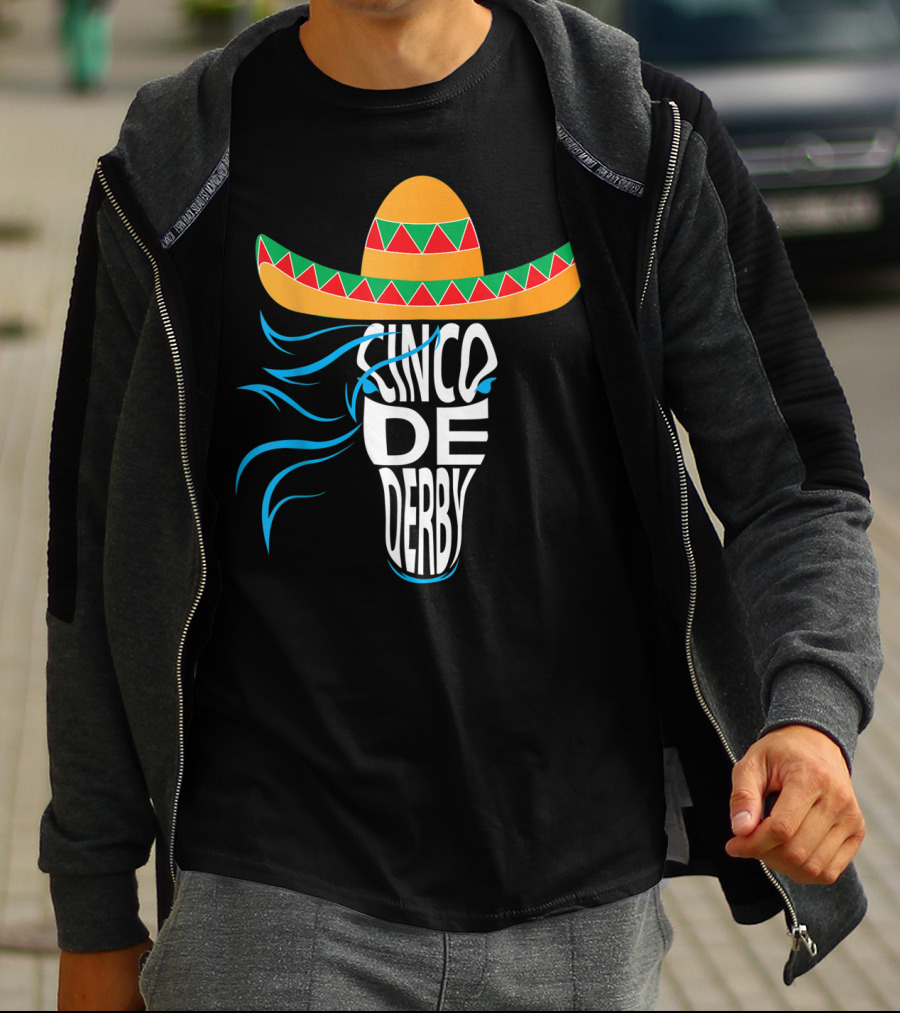 Cinco De Derby Sombrero Mexican Hat Horse T-Shirt