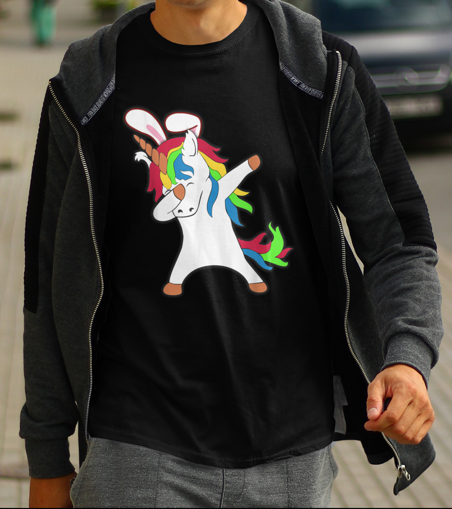 Easter Bunny Dabbing Unicorn With Rabbit Ears T-Shirt