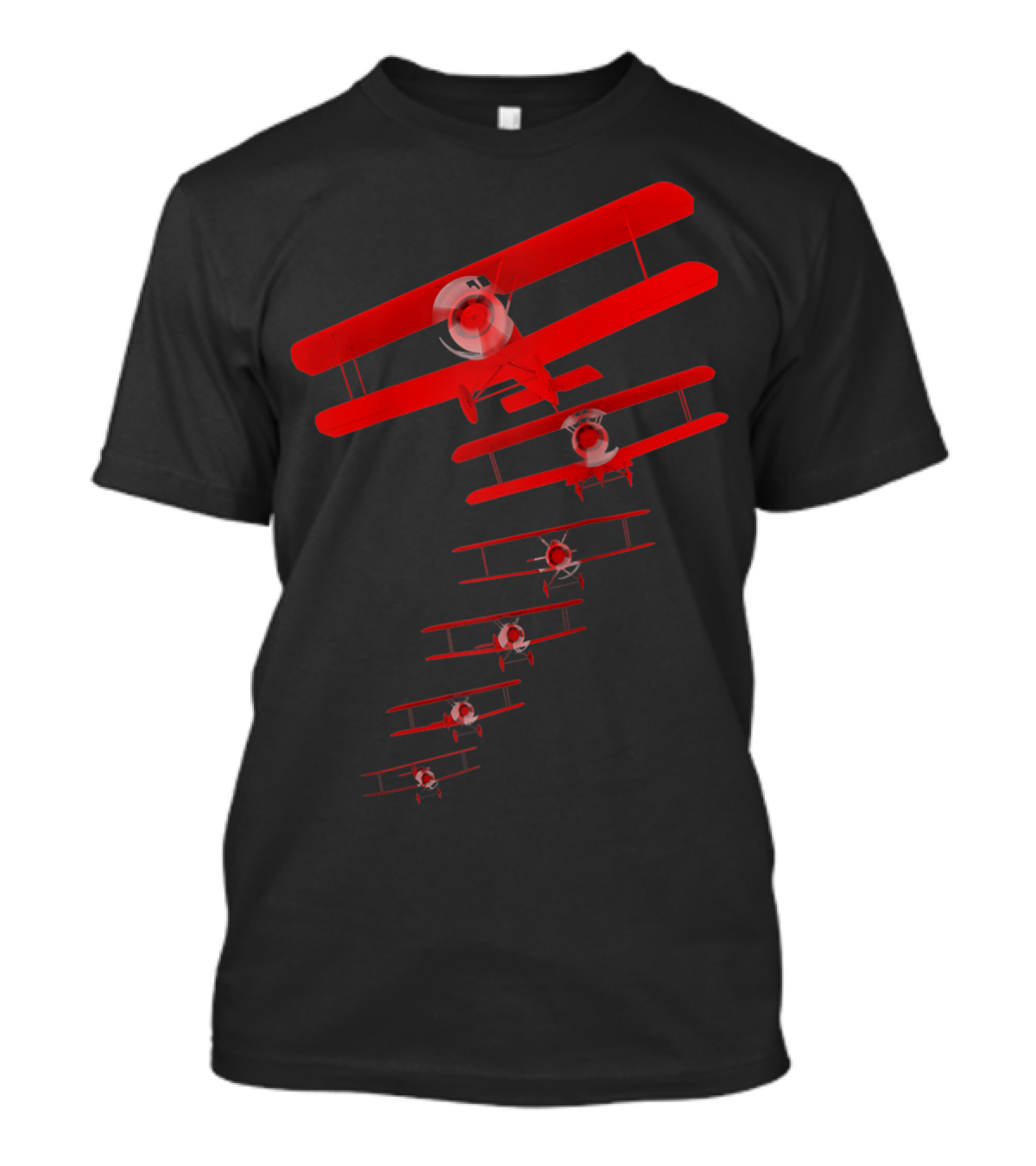 Classic Red Aviation Biplane Formation T-Shirt