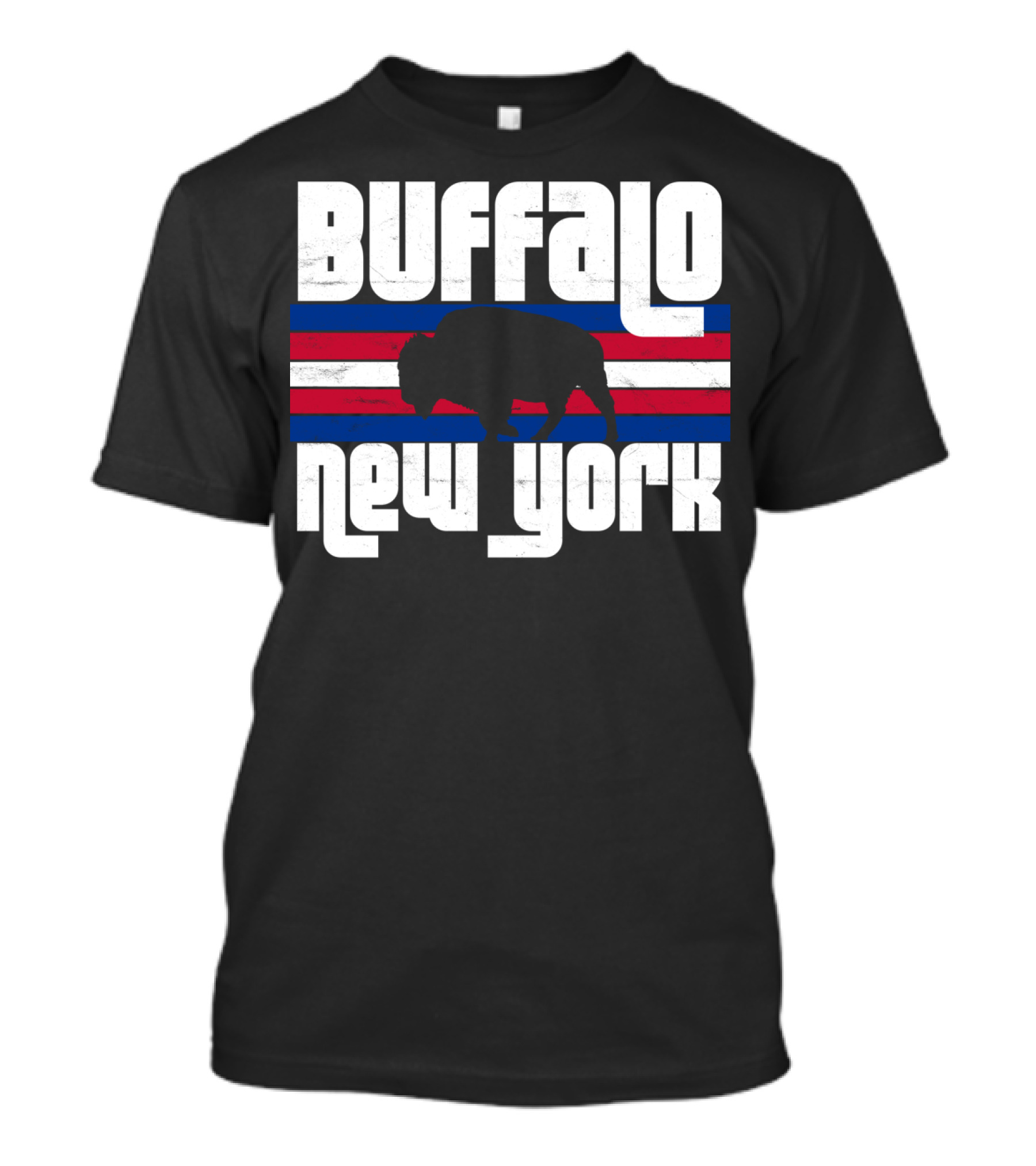 Buffalo New York Bison Silhouette Retro Stripes T-Shirt