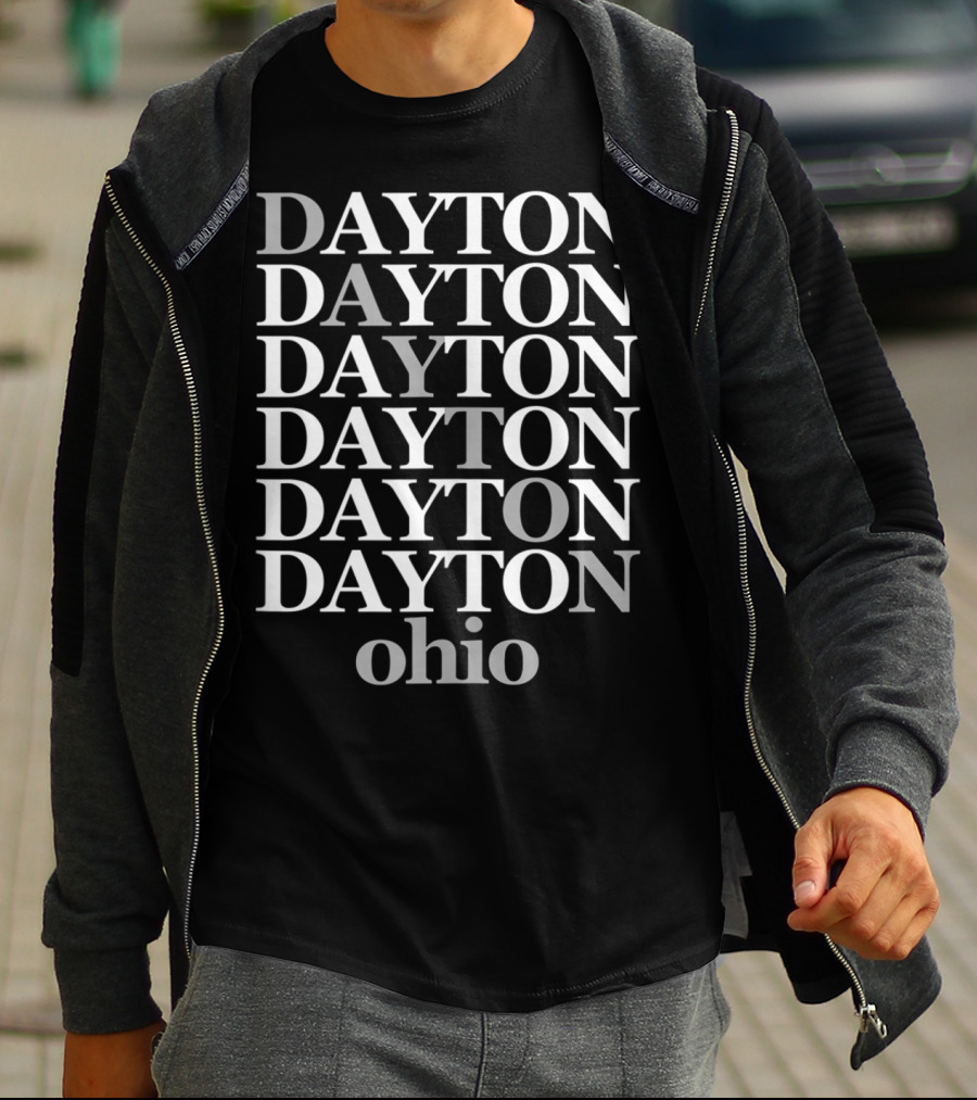 Dayton Dayton Dayton Dayton Dayton Ohio Classic Repeated Text T-Shirt