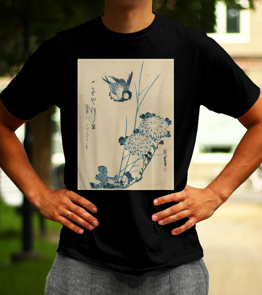 Classic Japanese Art Ukiyo-e Bird And Flowers Streetwear Aesthetic T-Shirt