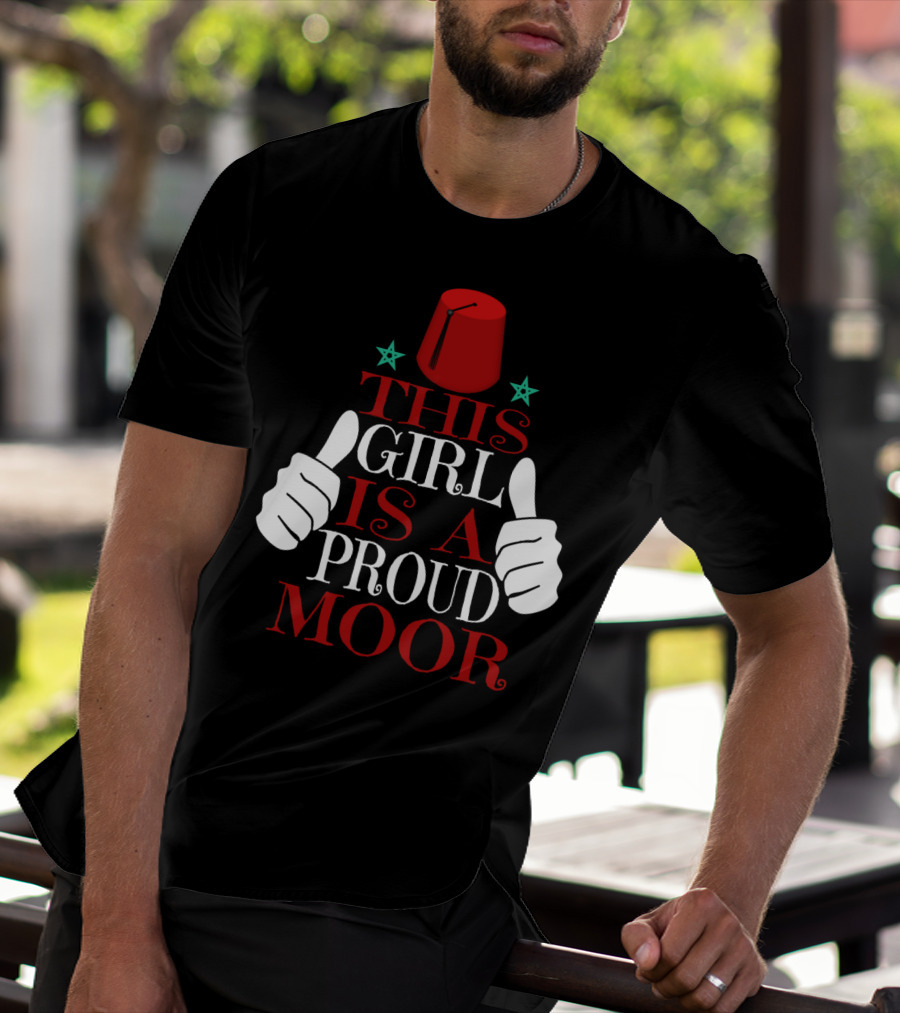 Moorish American This Girl Is A Proud Moor Fez Hat Thumbs Up Stars T-Shirt