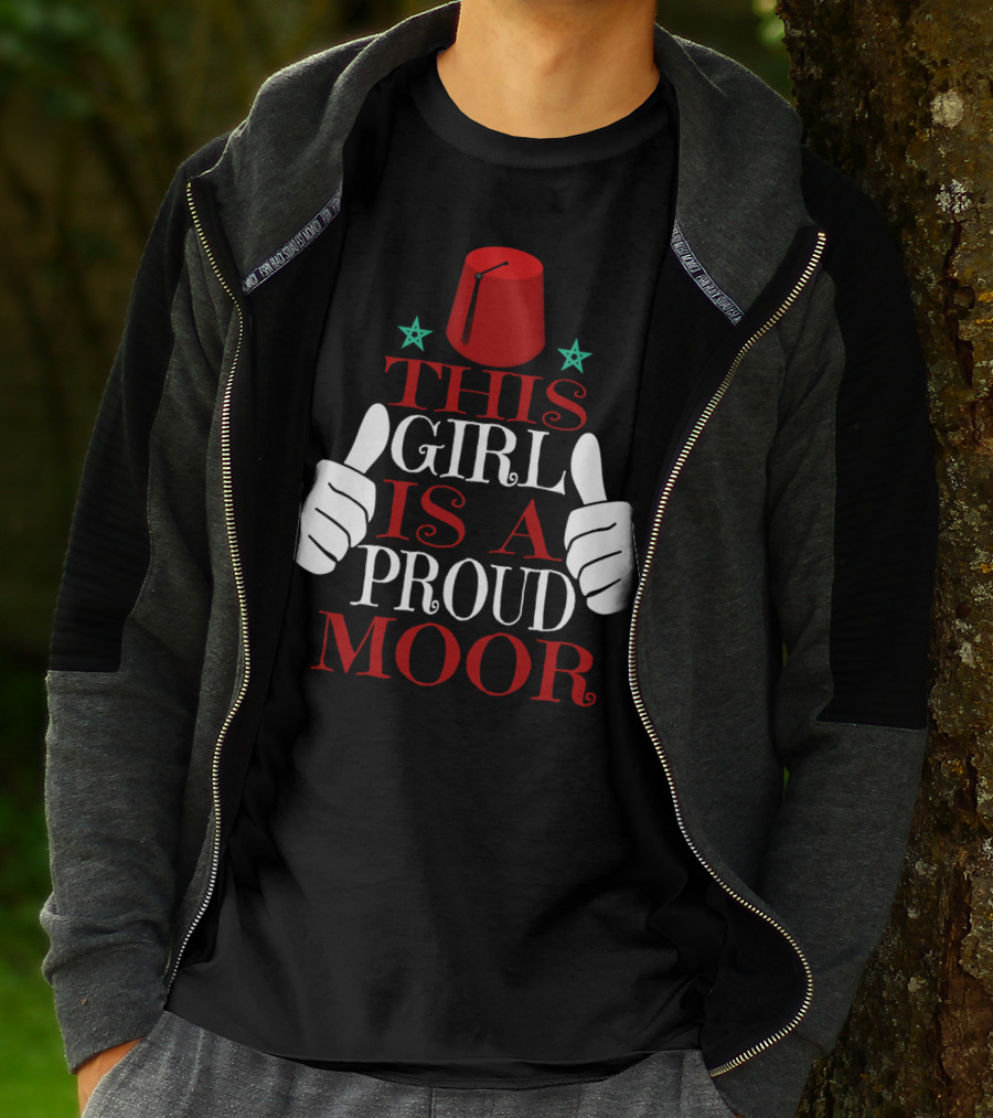 Moorish American This Girl Is A Proud Moor Fez Hat Thumbs Up Stars T-Shirt