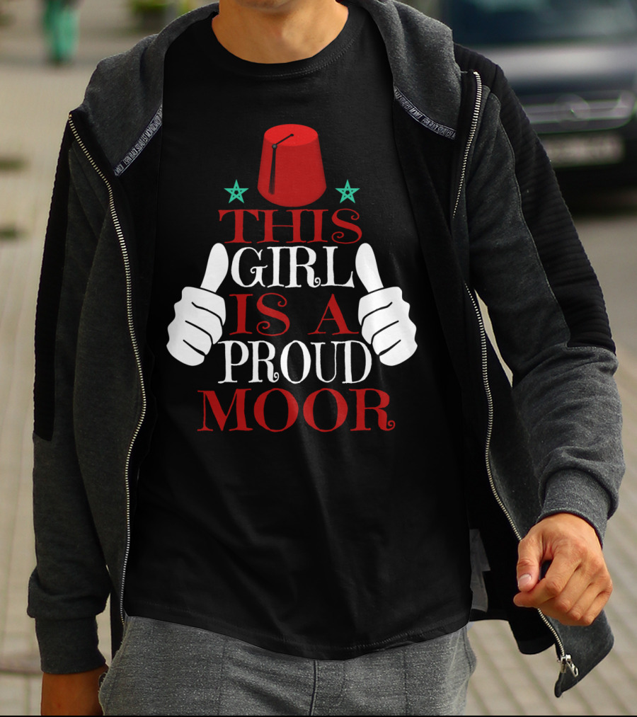Moorish American This Girl Is A Proud Moor Fez Hat Thumbs Up Stars T-Shirt