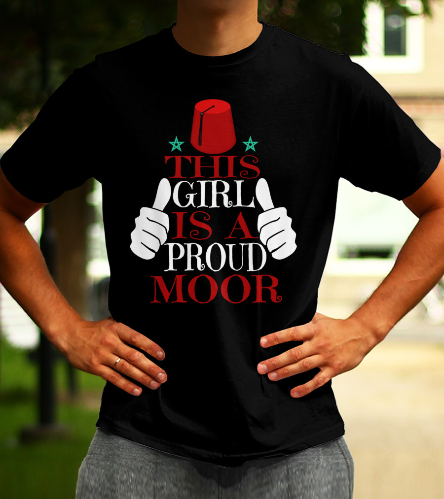 Moorish American This Girl Is A Proud Moor Fez Hat Thumbs Up Stars T-Shirt