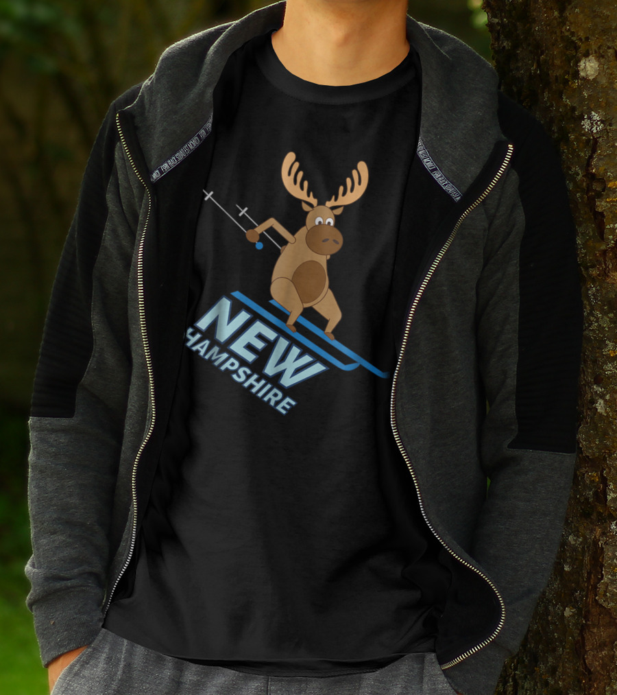 New Hampshire Skiing Moose Winter Fun T-Shirt