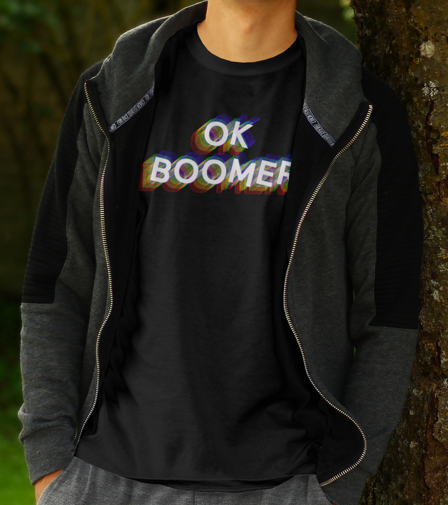 OK Boomer Colorful Funny Trendy Gen Text Glitch T-Shirt