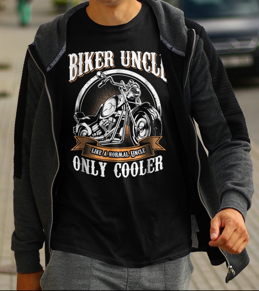Biker Uncle Like A Normal Uncle Only Cooler Rides Motorcycle T-Shirt