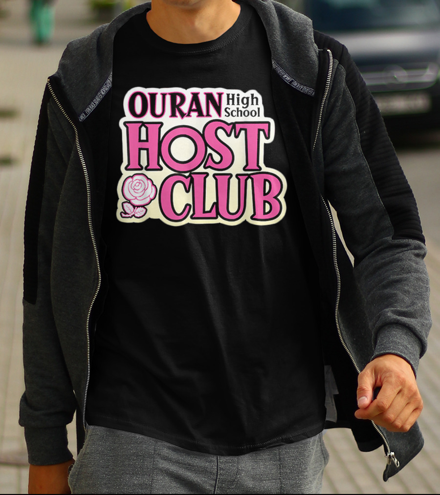 Ouran High School Host Club Anime Series Logo With Rose T-Shirt