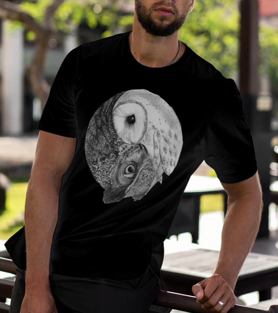 Snowy Owl Barn Owl Yin Yang T-Shirt