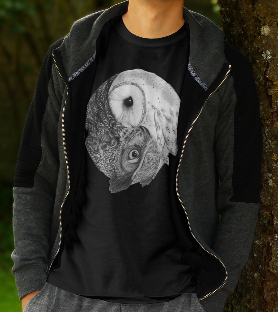 Snowy Owl Barn Owl Yin Yang T-Shirt