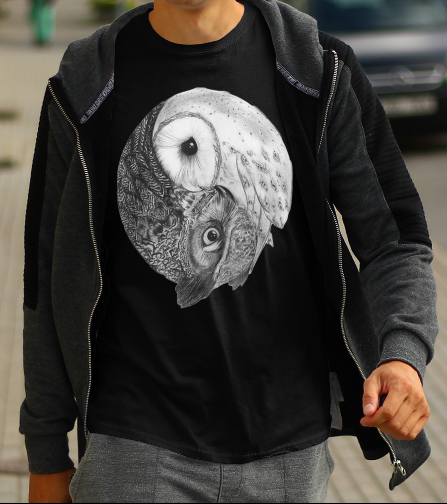 Snowy Owl Barn Owl Yin Yang T-Shirt