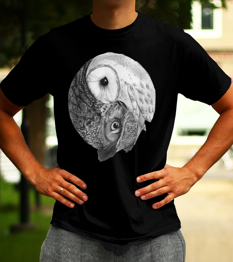 Snowy Owl Barn Owl Yin Yang T-Shirt