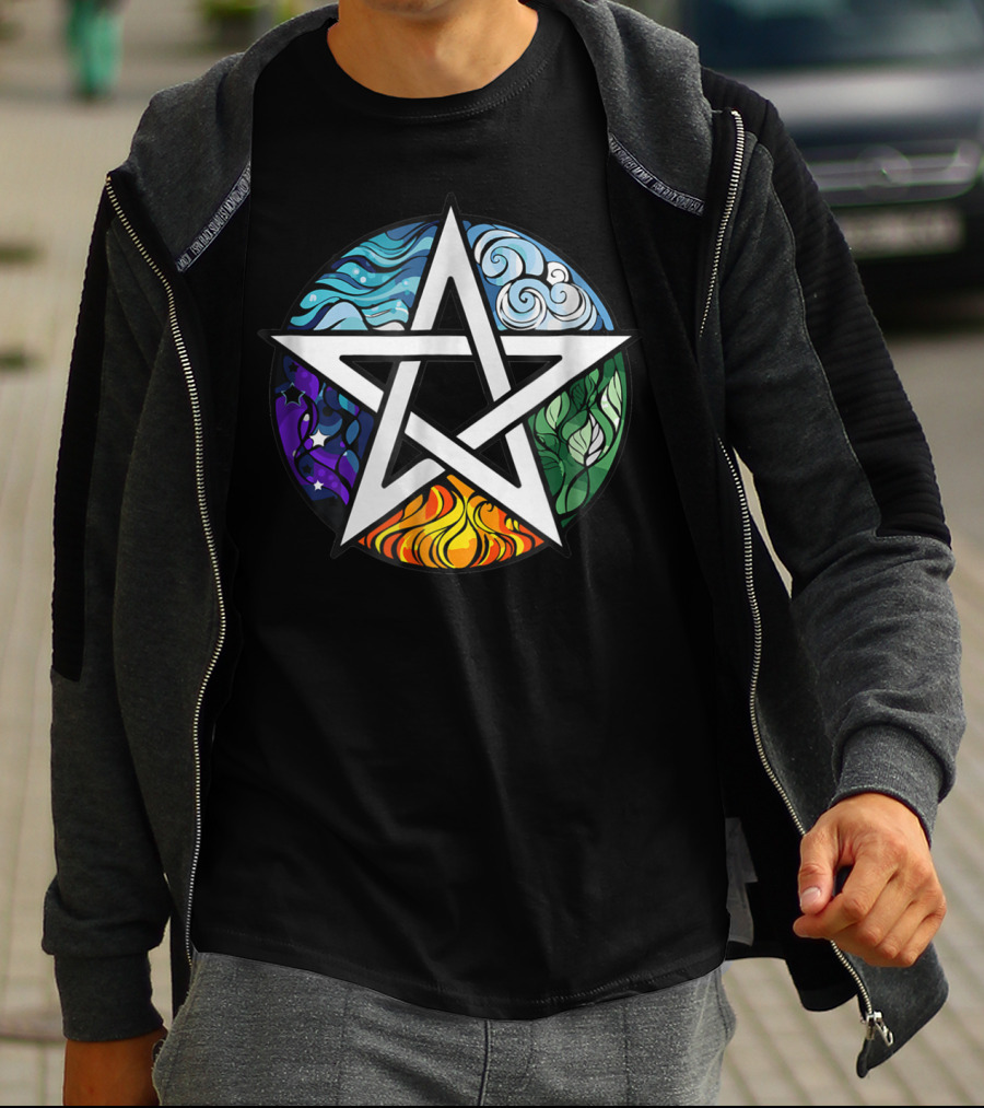 Pagan Witch Pentacle Elements Mens Womens T-Shirt