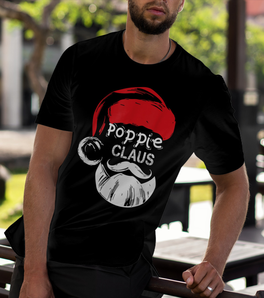 Poppie Claus Santa Hat Christmas Grandpa T-Shirt