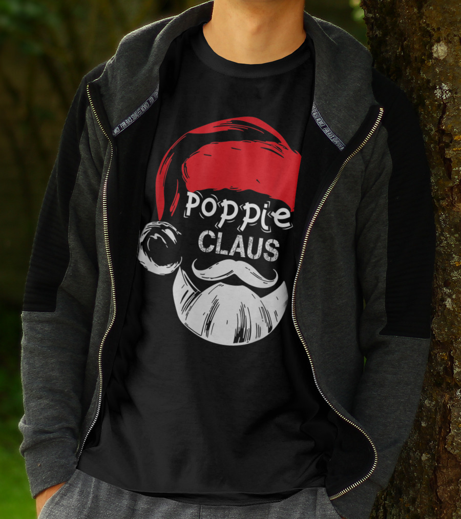 Poppie Claus Santa Hat Christmas Grandpa T-Shirt