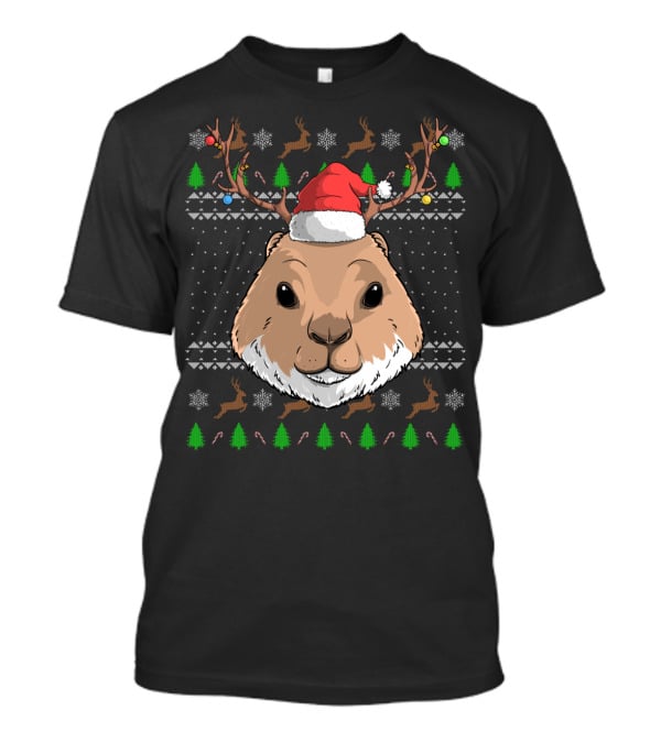 Prairie Dog Santa Claus Hat Antler Christmas Trees Reindeer Snowflakes T-Shirt