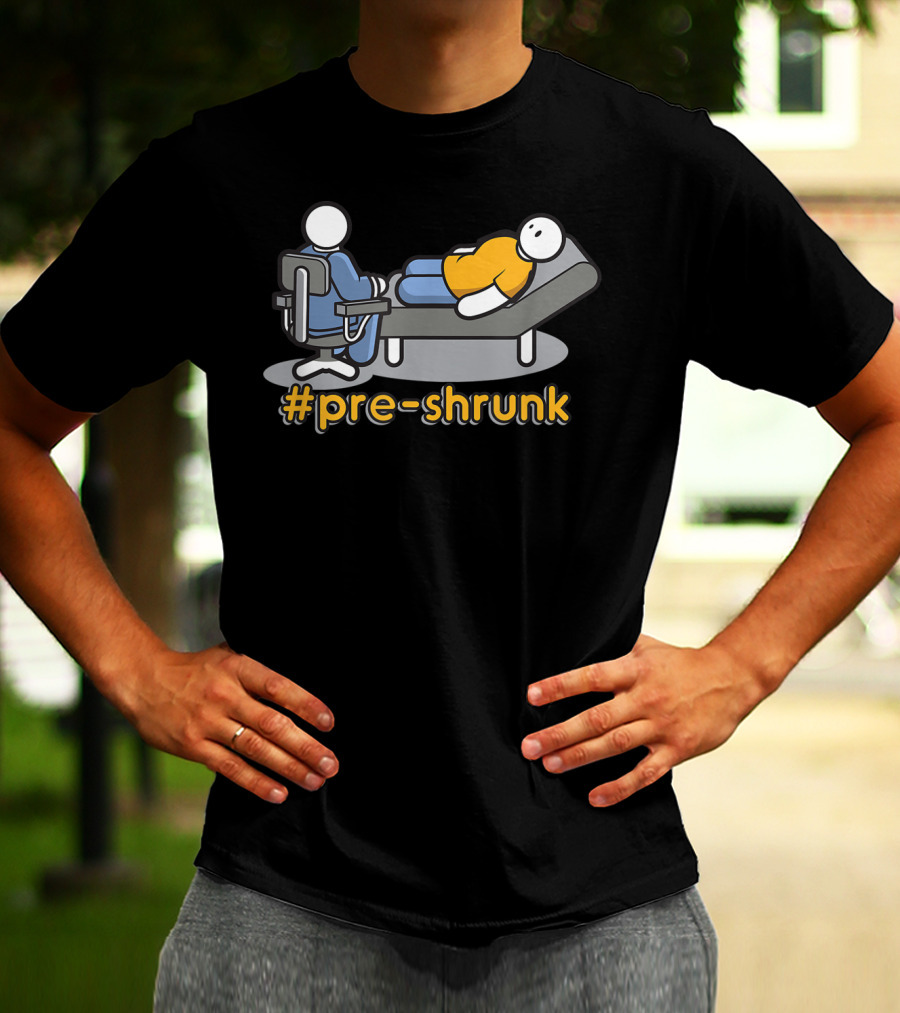 Pre-Shrunk Couch Therapy Icon With Casual Stick Figures T-Shirt
