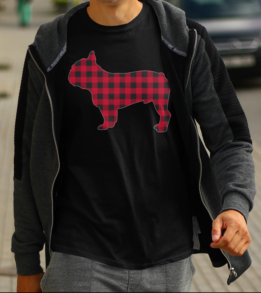 Red Plaid French Bulldog T-Shirt