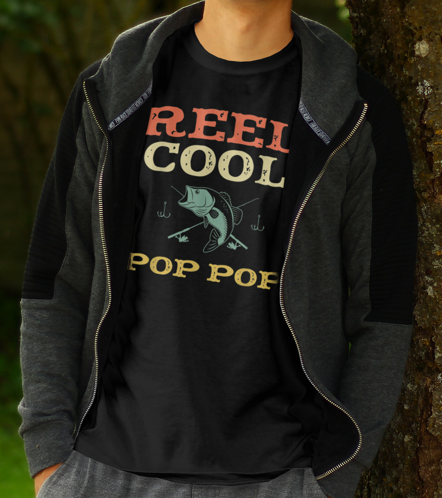 Reel Cool Pop Pop Fishing Bass Hooks T-Shirt