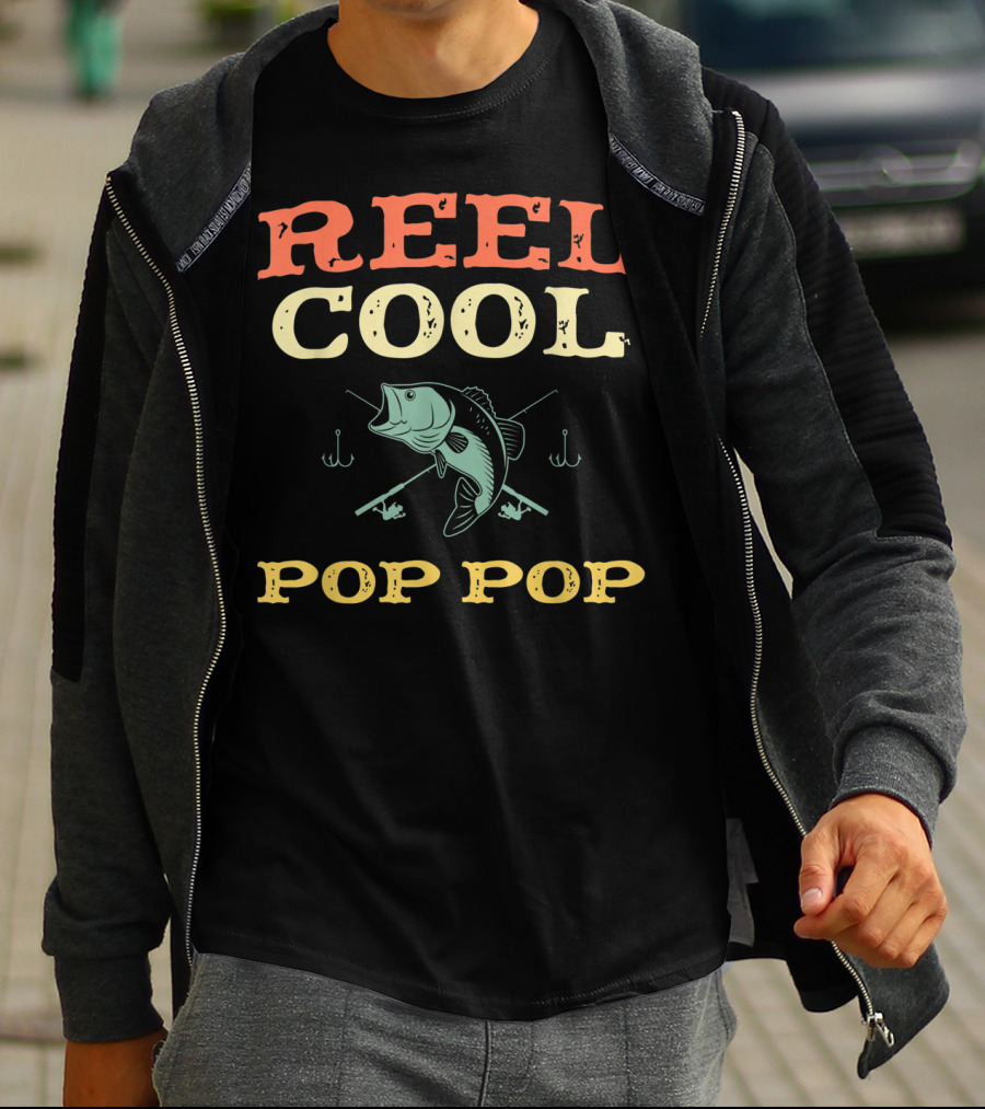 Reel Cool Pop Pop Fishing Bass Hooks T-Shirt