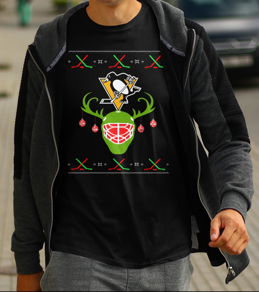 Pittsburgh Penguin Reindeer Christmas Hockey T-Shirt