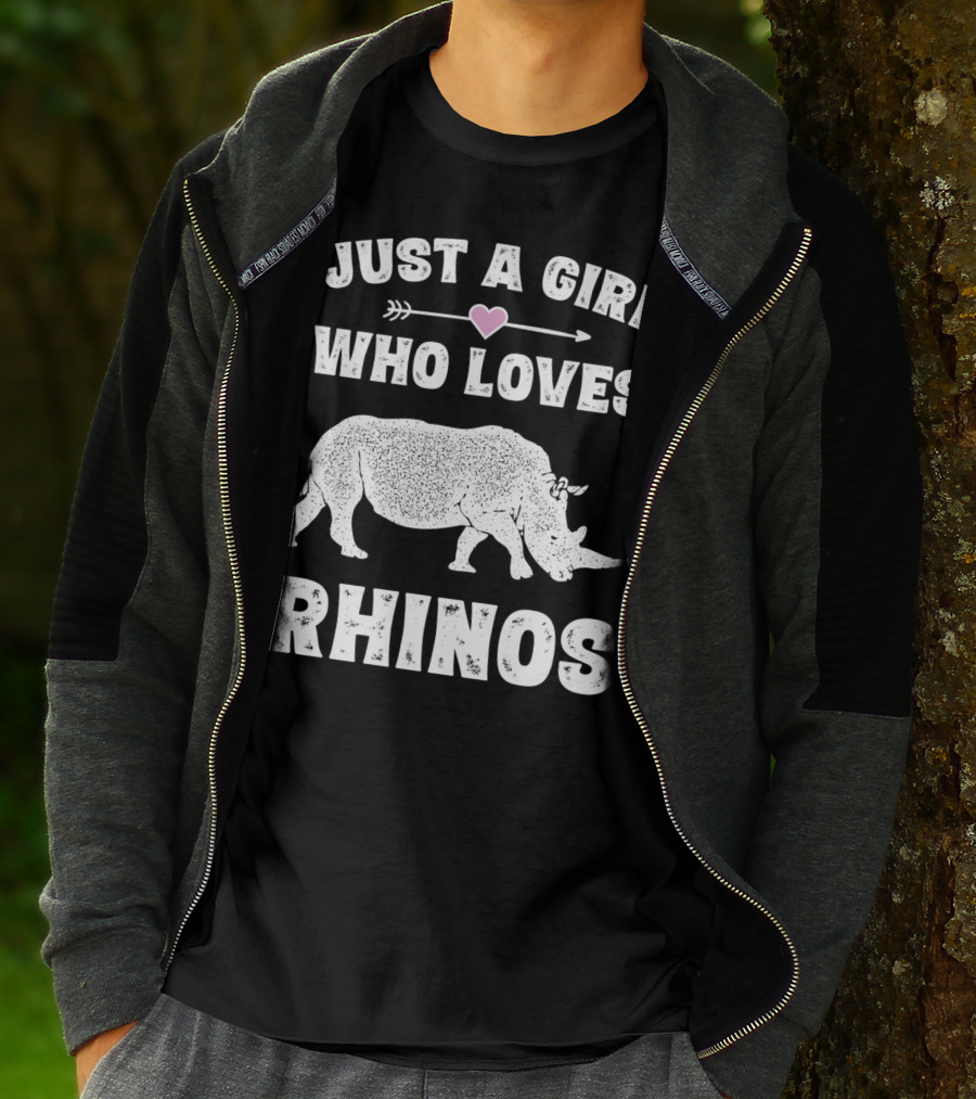 Just A Girl Who Loves Rhinos Retro Vintage Rhinoceros T-Shirt