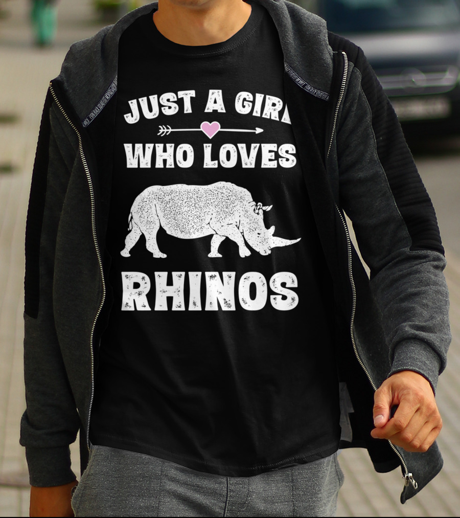Just A Girl Who Loves Rhinos Retro Vintage Rhinoceros T-Shirt